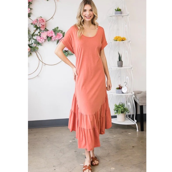 ๐ช๐ป Oli and Hali โ Pearl โ Oli & Hali WASHED RUFFLE TIERED HEM MIDI DRESS BR64 - Picture 3 of 6